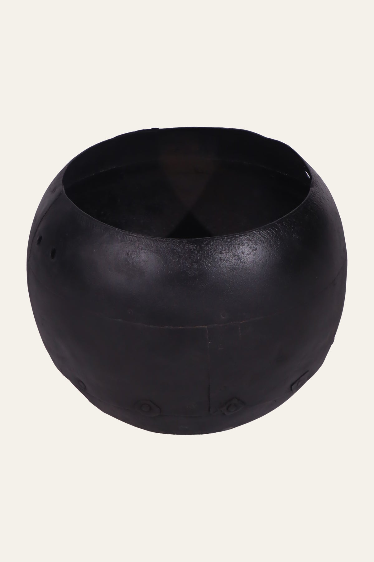 matte black rounded metal pot
