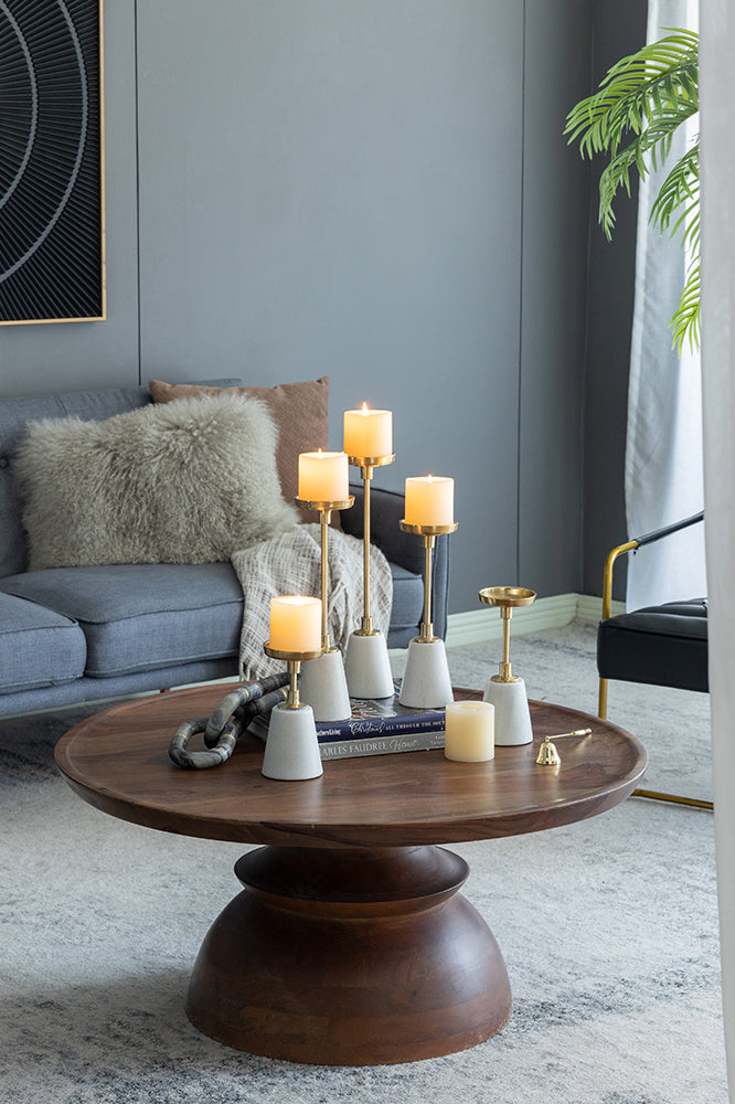 metal candle holder with marble base large