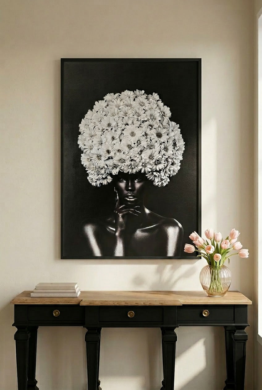 Flower Crown — Black & White Fashion Portrait