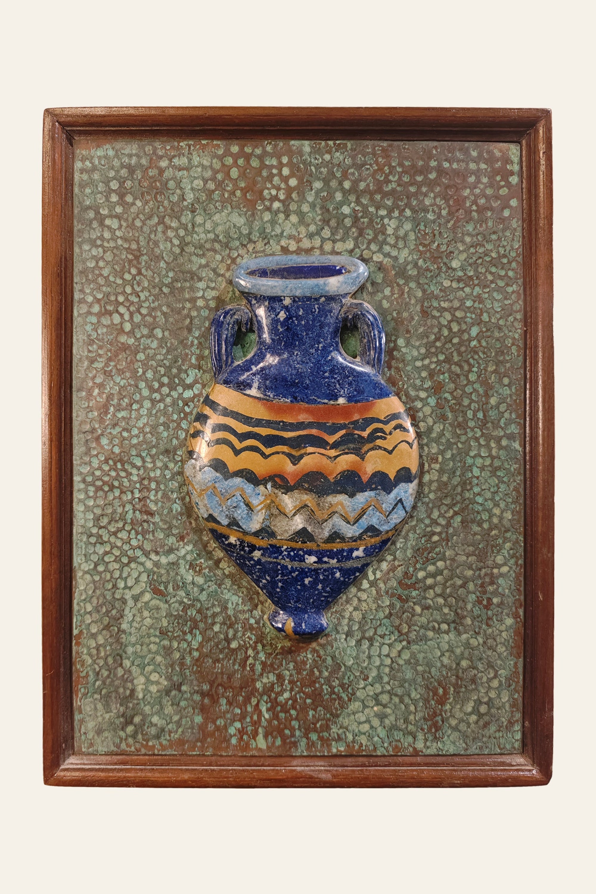 overlaid semi precious stone inlay vase