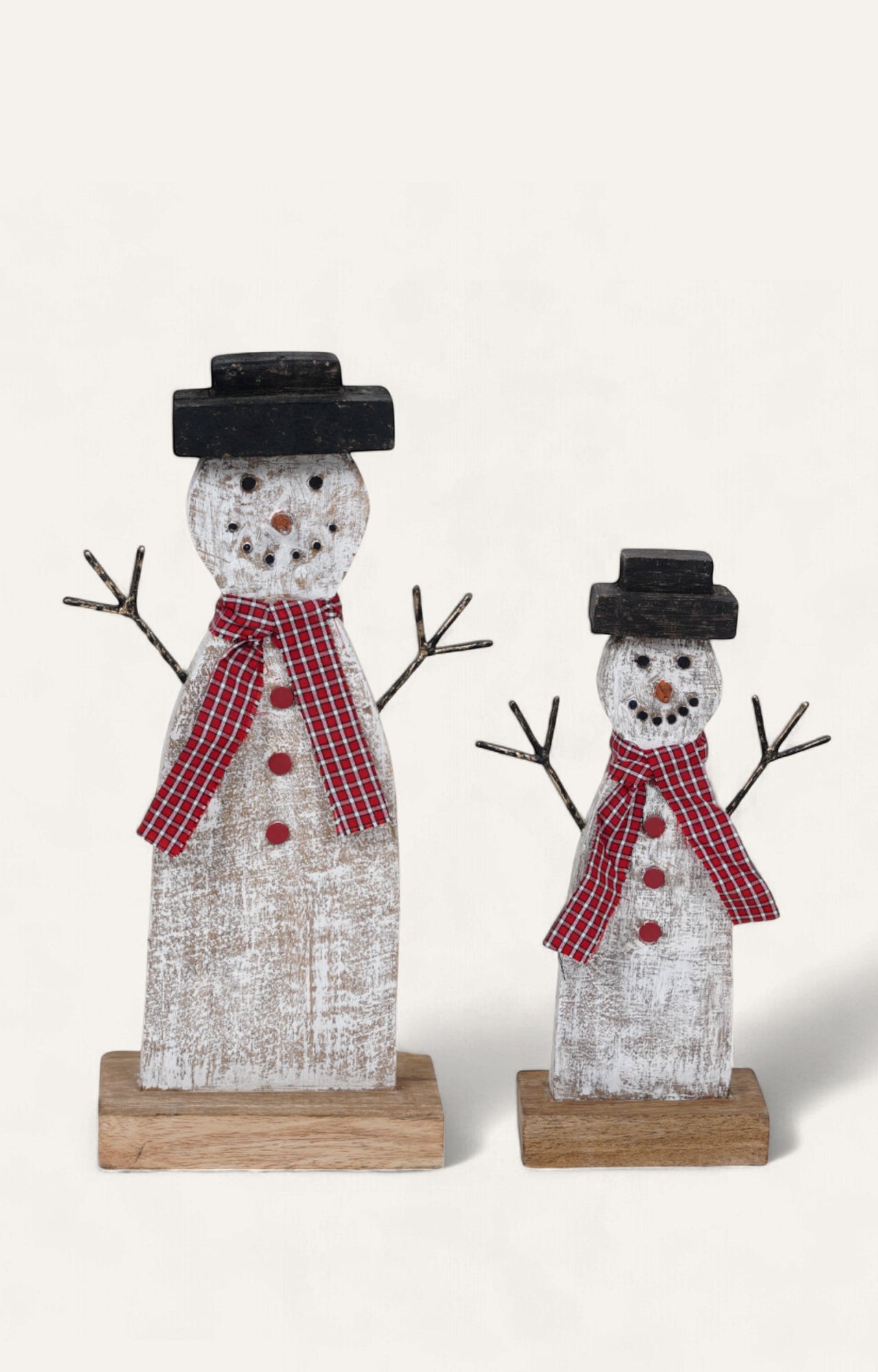 Chionios Wooden Snowman Christmas Decoration Pair