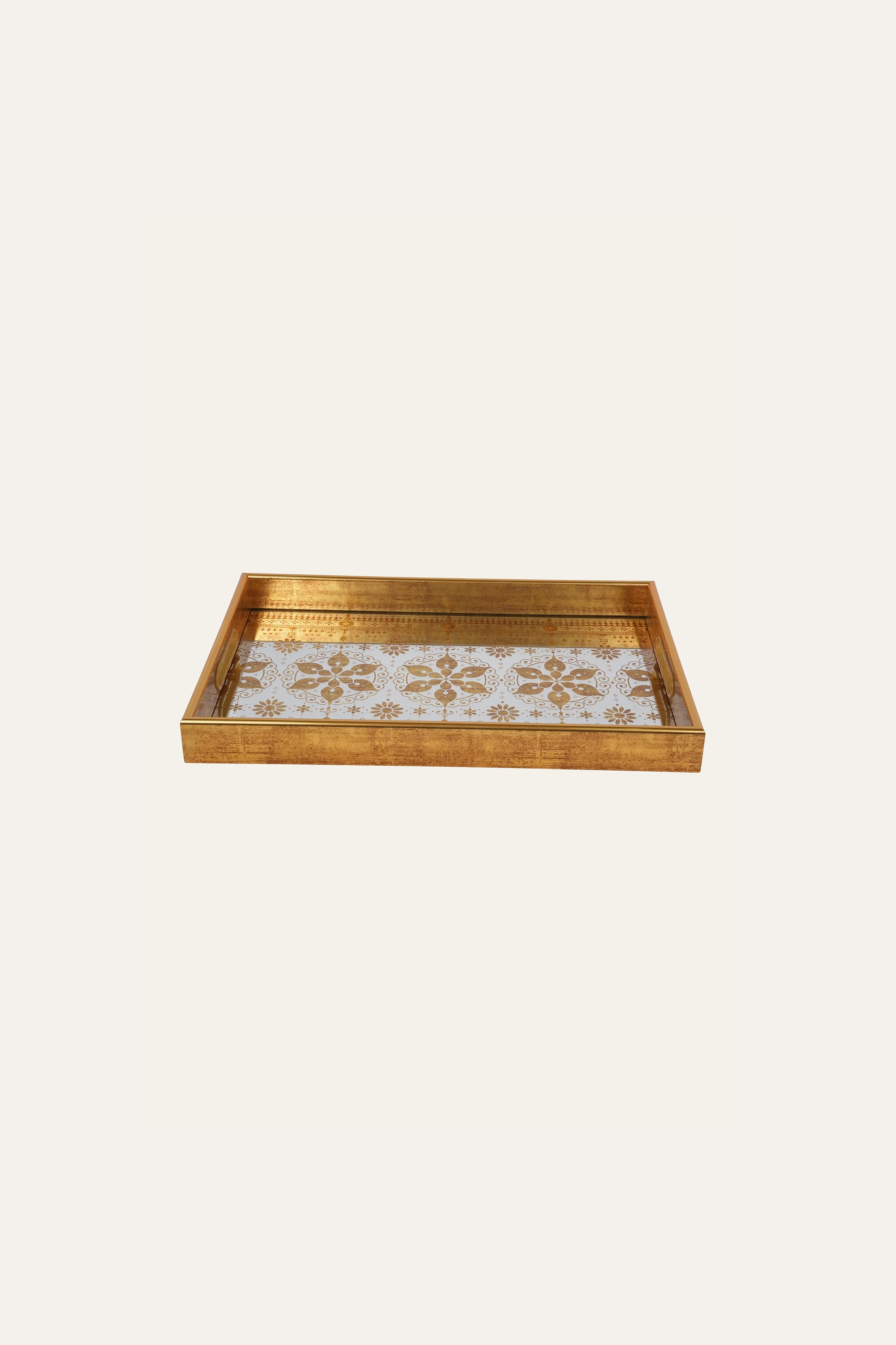 rectangular floral glass tray small