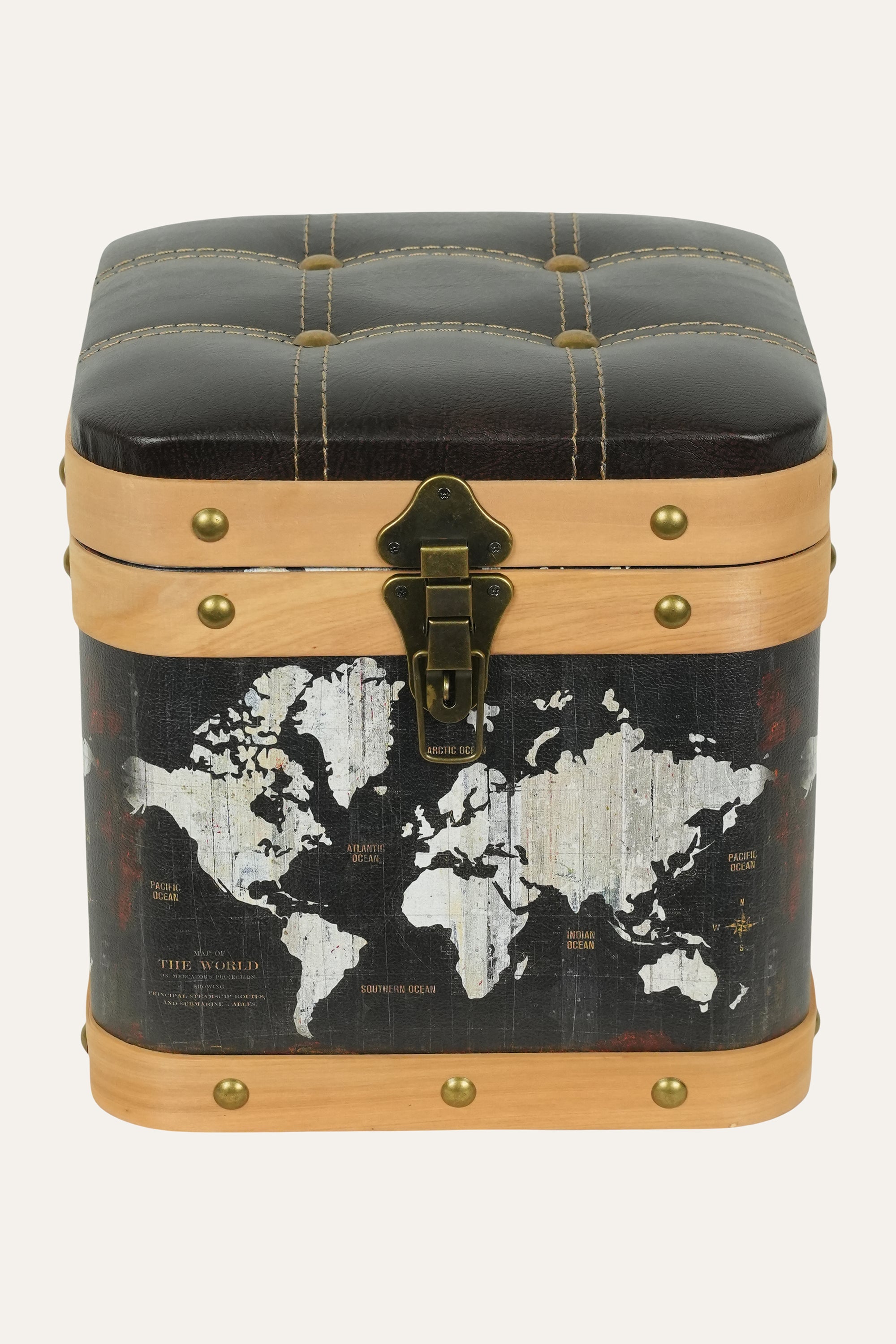 retro world map trinket box black