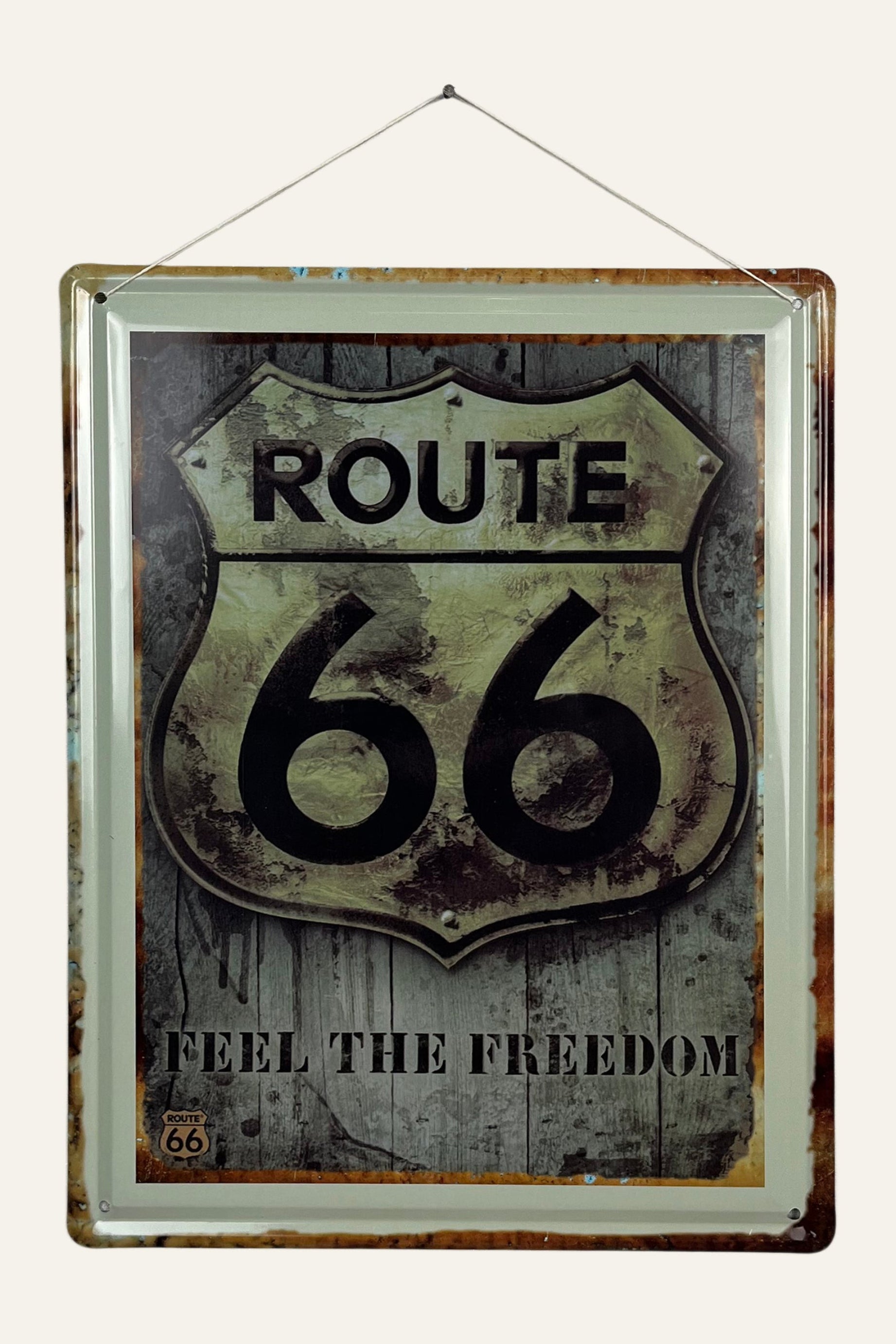 route 66 distressed metal wall decor sign