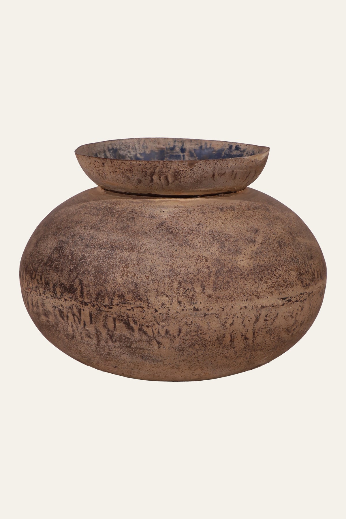 rustic brown decorative metal pot