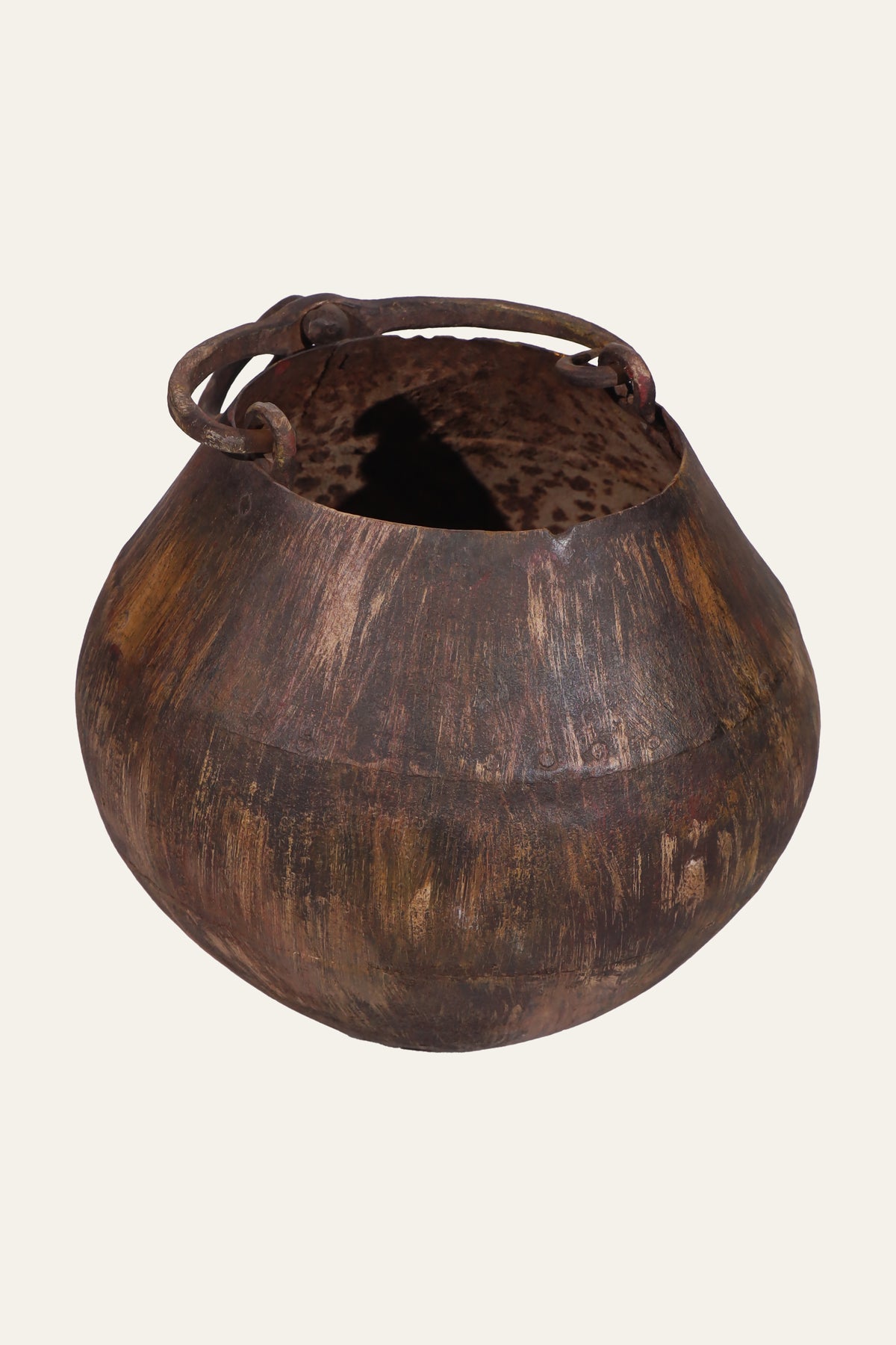 rustic hanging metal pot decor