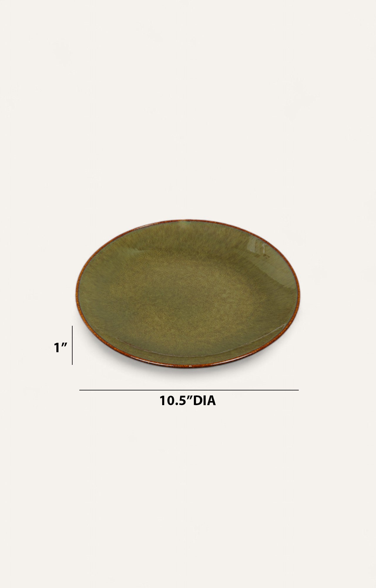 Rust-Edged Olive Ceramic Plate