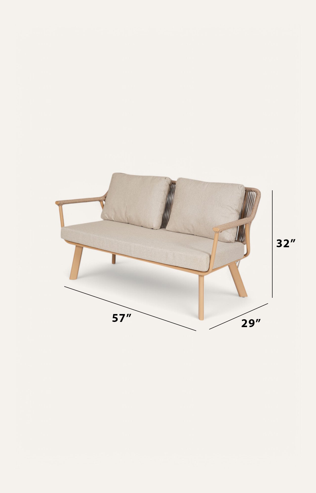 Savannah Two-Seater Metal with Nylon Rope Outdoor Sofa