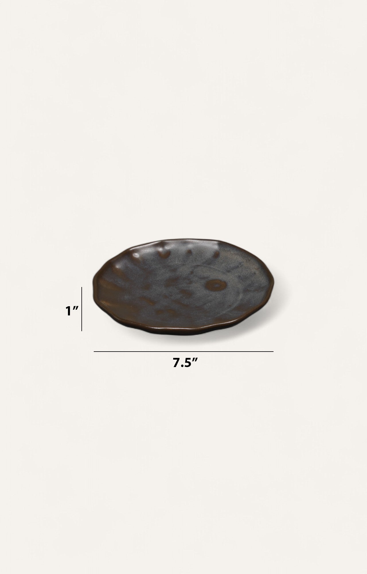 Charcoal Ripple-Edge Ceramic Plate
