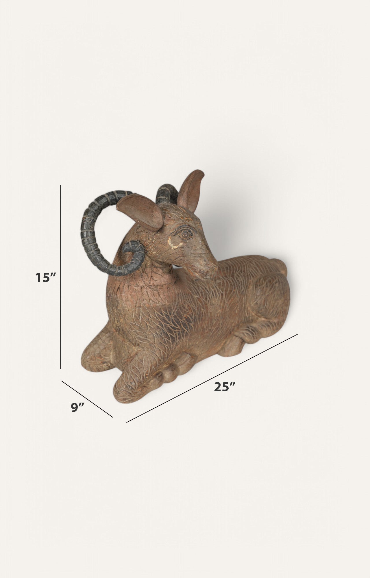 Ram Sheep Figurine with Carved Texture