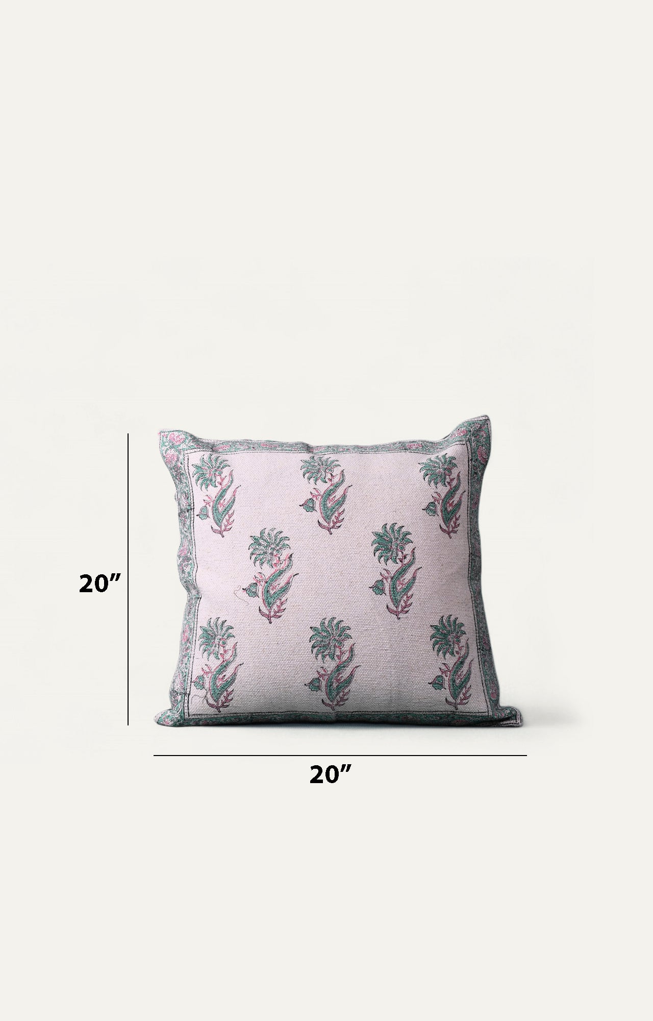 Green Indian Floral Cushion Cover