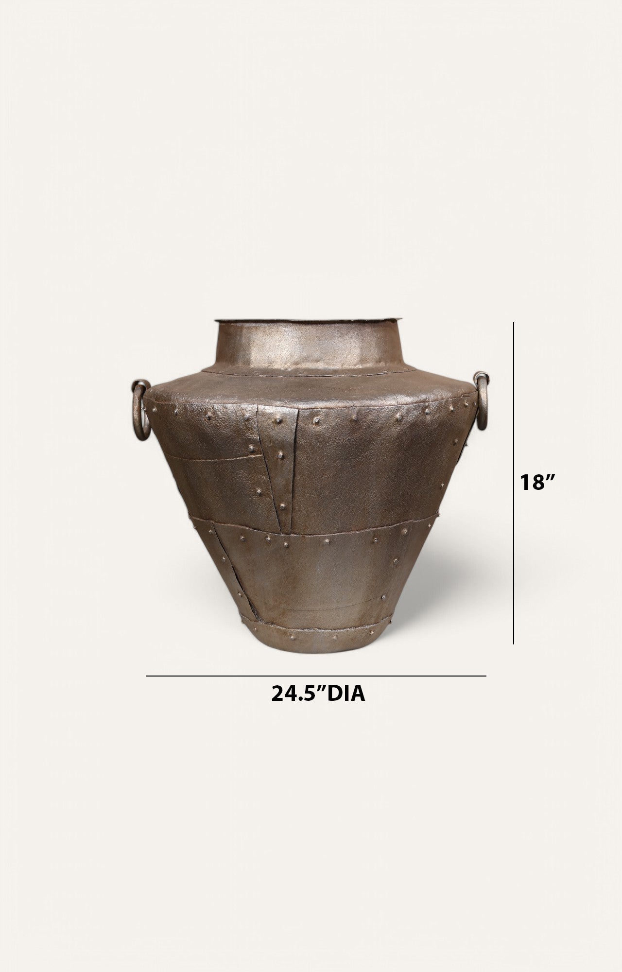 Tapered Metal Vase with Distressed Metallic Finish