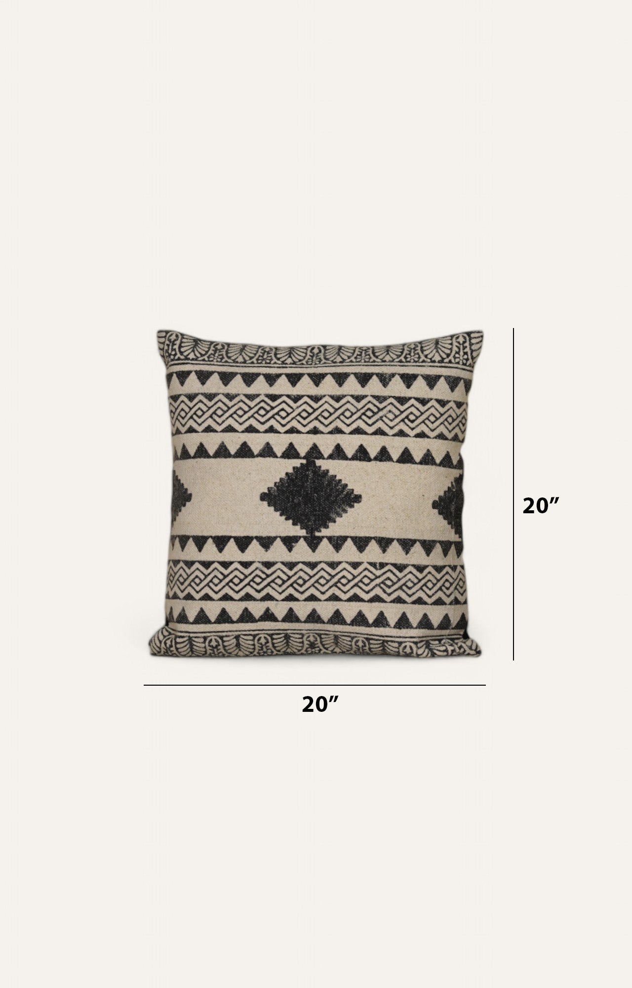 Black Hand-Made Cotton Printed Cushion