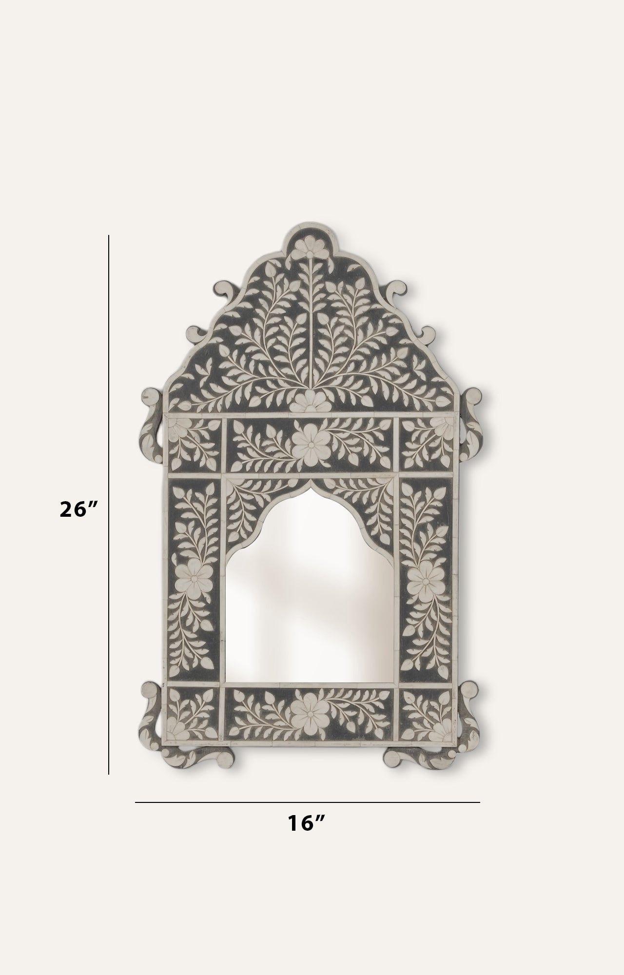 Arched Bone Inlay Mirror - Black & White