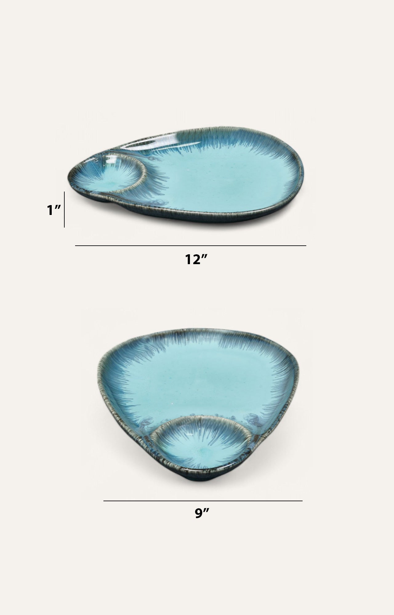 Fish Shaped Chip & Dip Ceramic Platter
