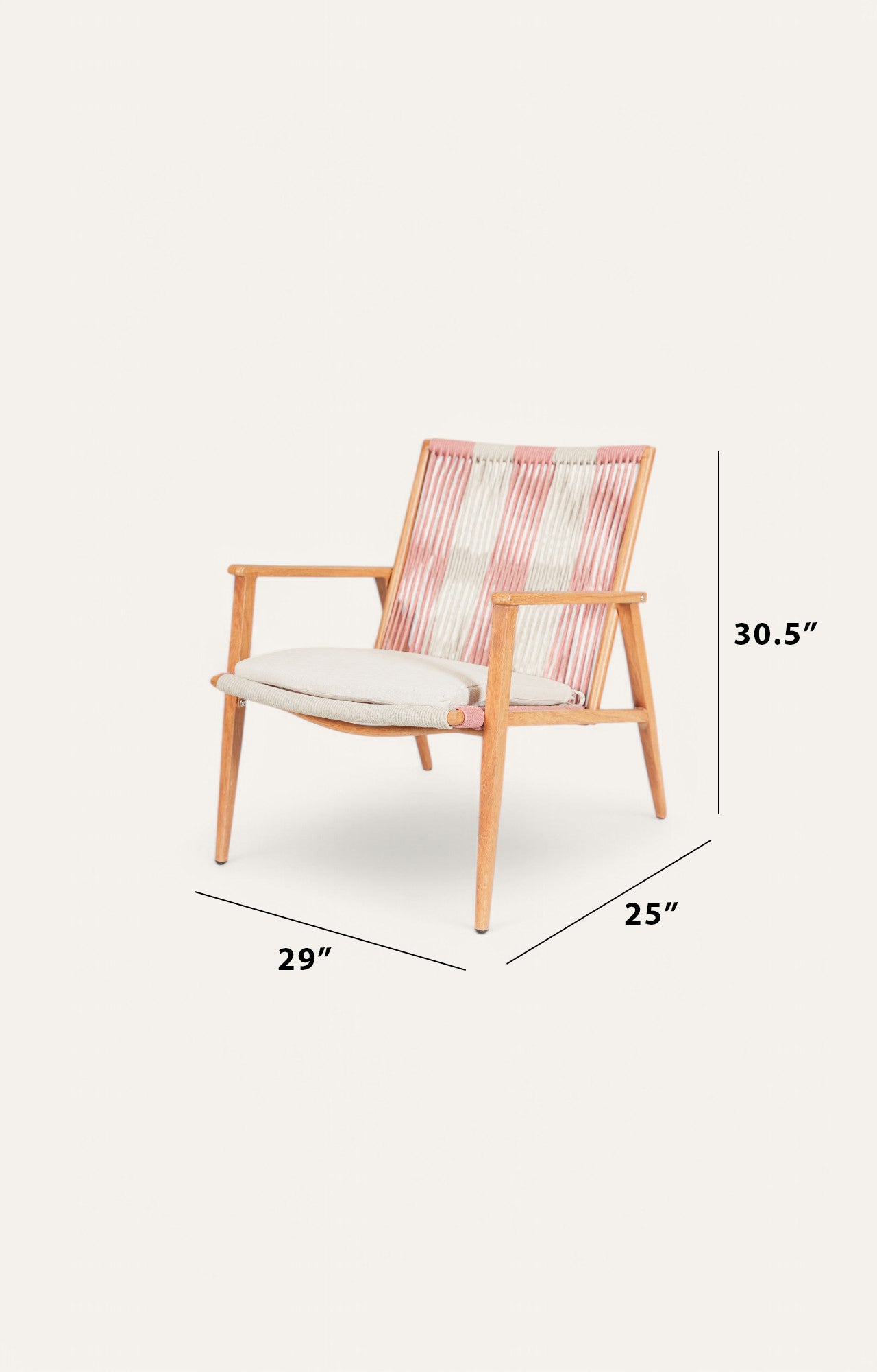 Sierra Metal Arm Chair with Pastel Pink Nylon Ropes Backrest