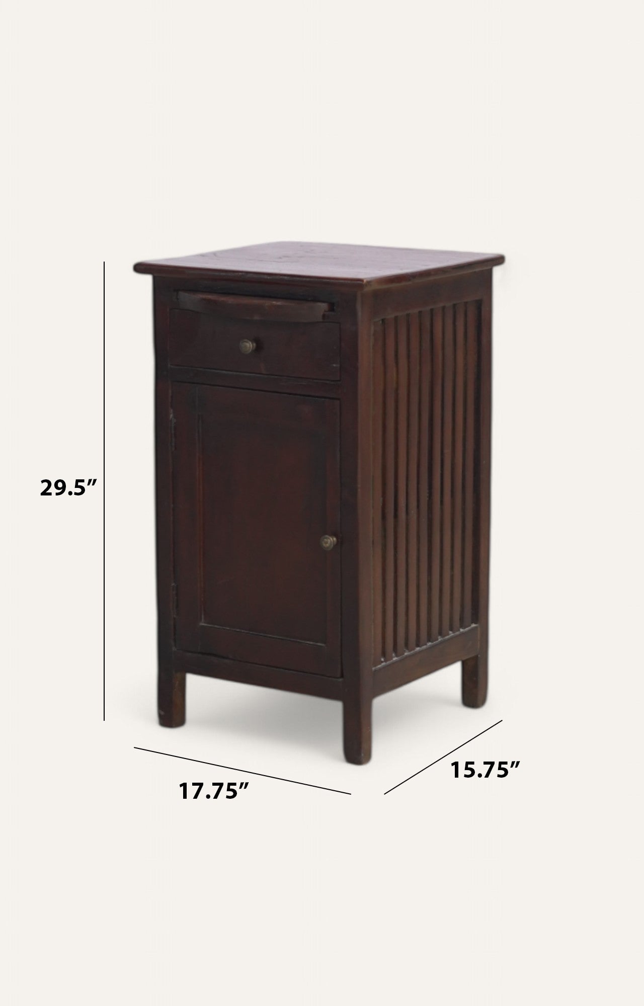 Anette Slatted Walnut Wooden Vintage Side Cabinet