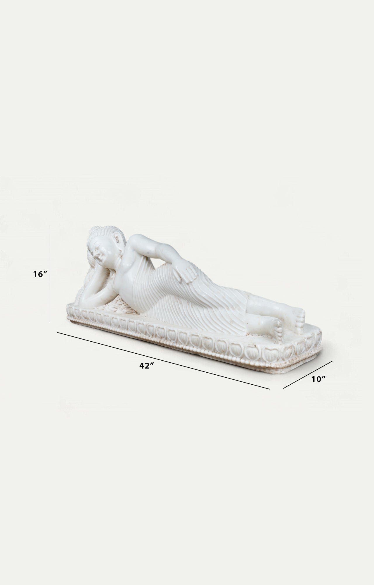 Pure White Marble Reclining Buddha Sculpture – Symbol of Enlightenment