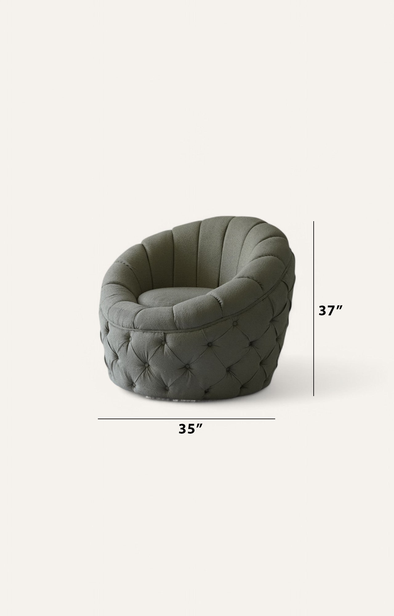 Tufted Egg Chair in Green Boucle