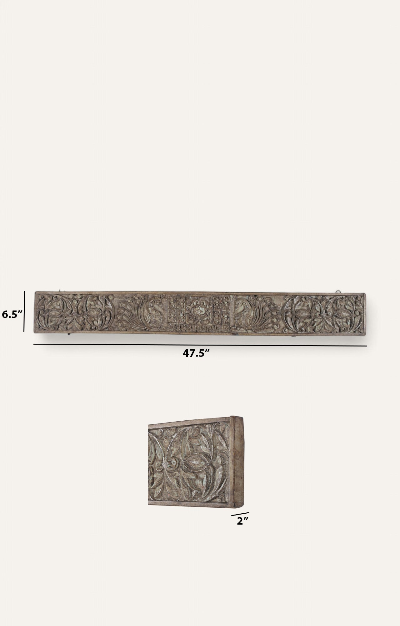 Peacock Motif Carved Panel in Soft Green