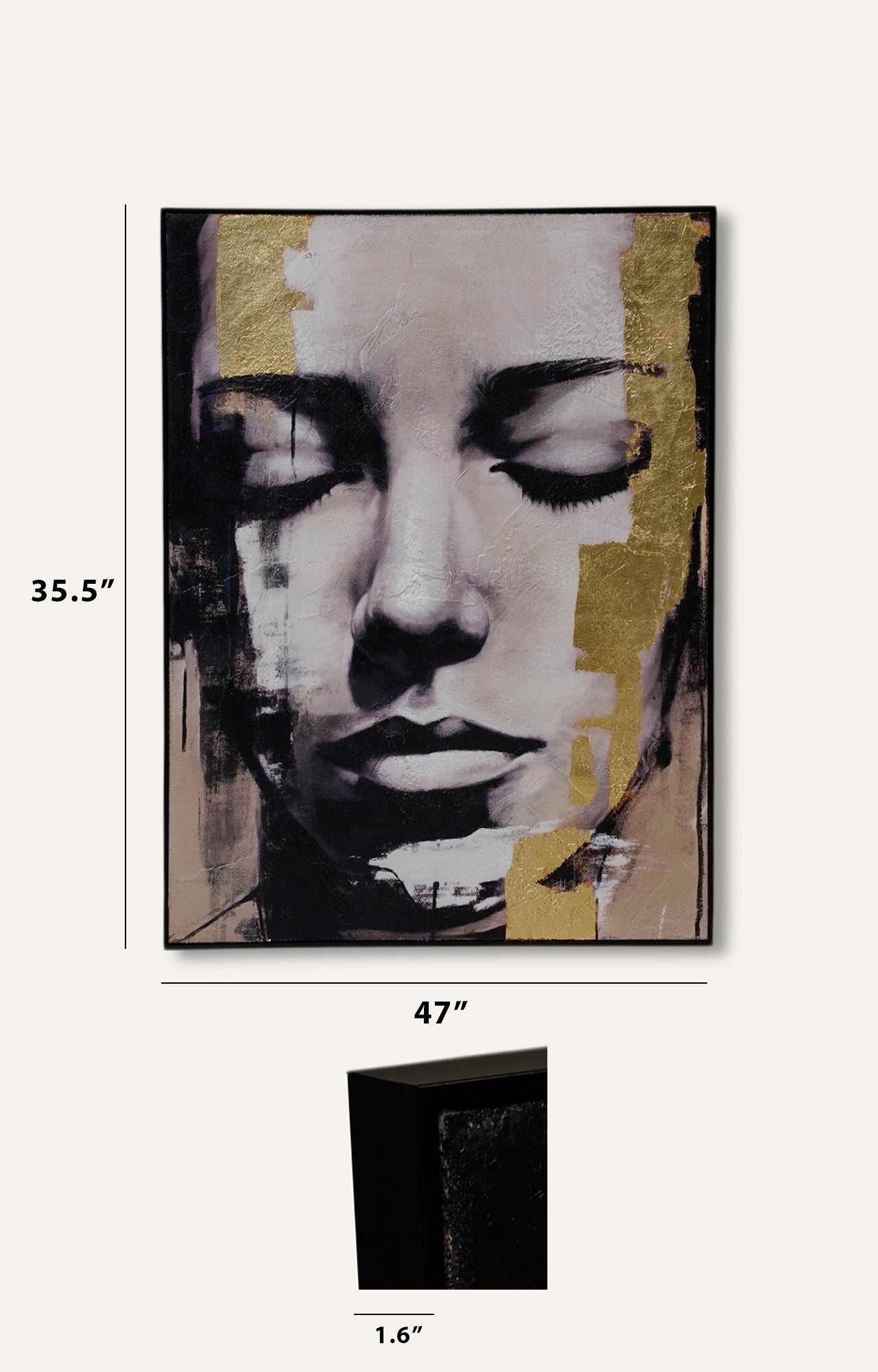 Abstract Girl Textured Art on Hessian with Foil Finish