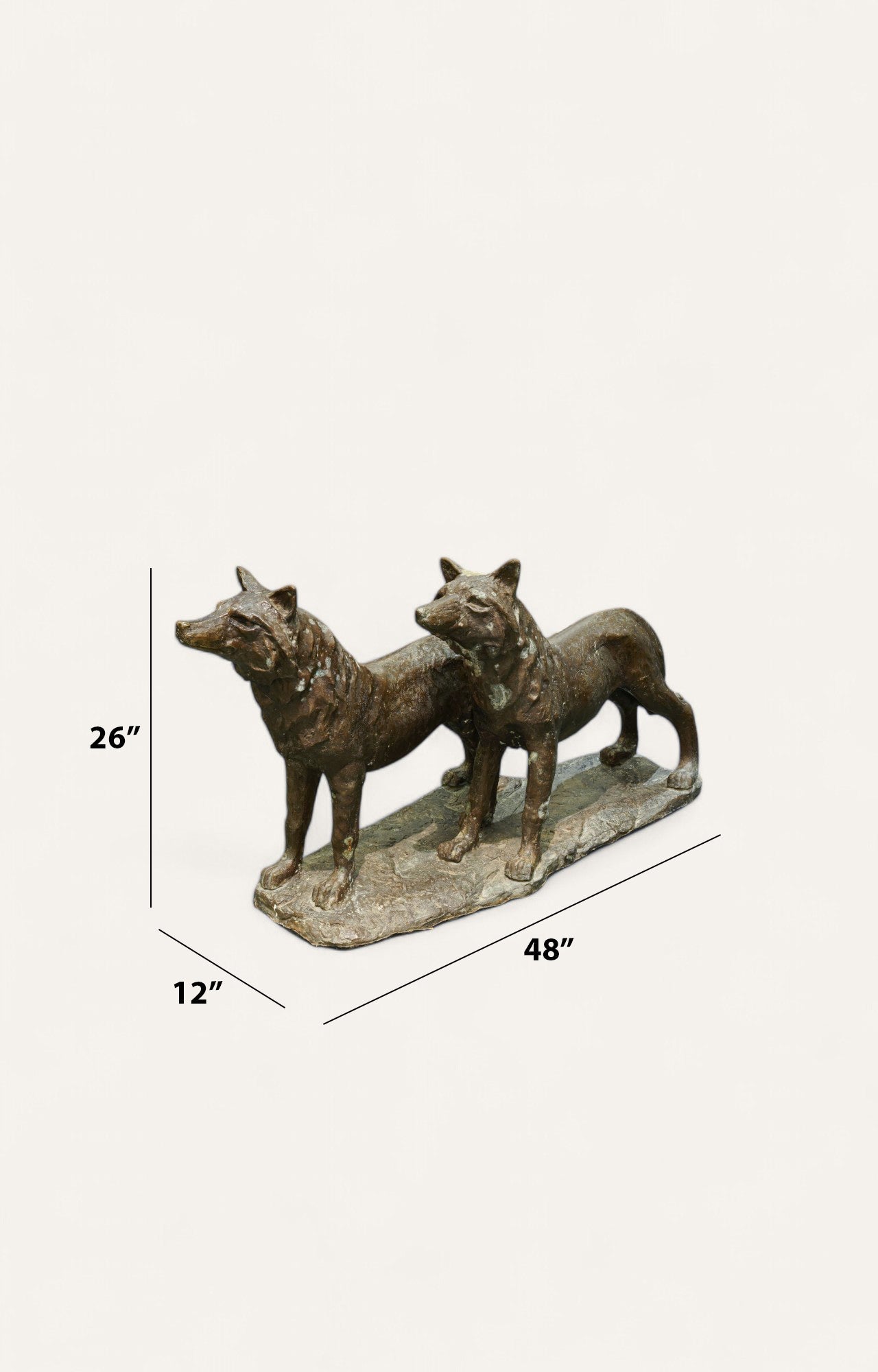Pair of Shepherd Dogs Brass Sculpture Home Décor