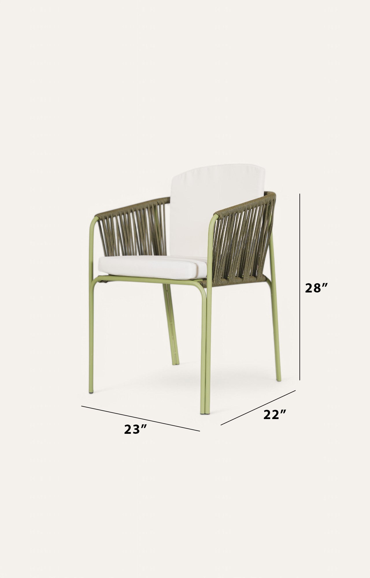 Olive Green Metal with Nylon Ropes Outdoor Armchair