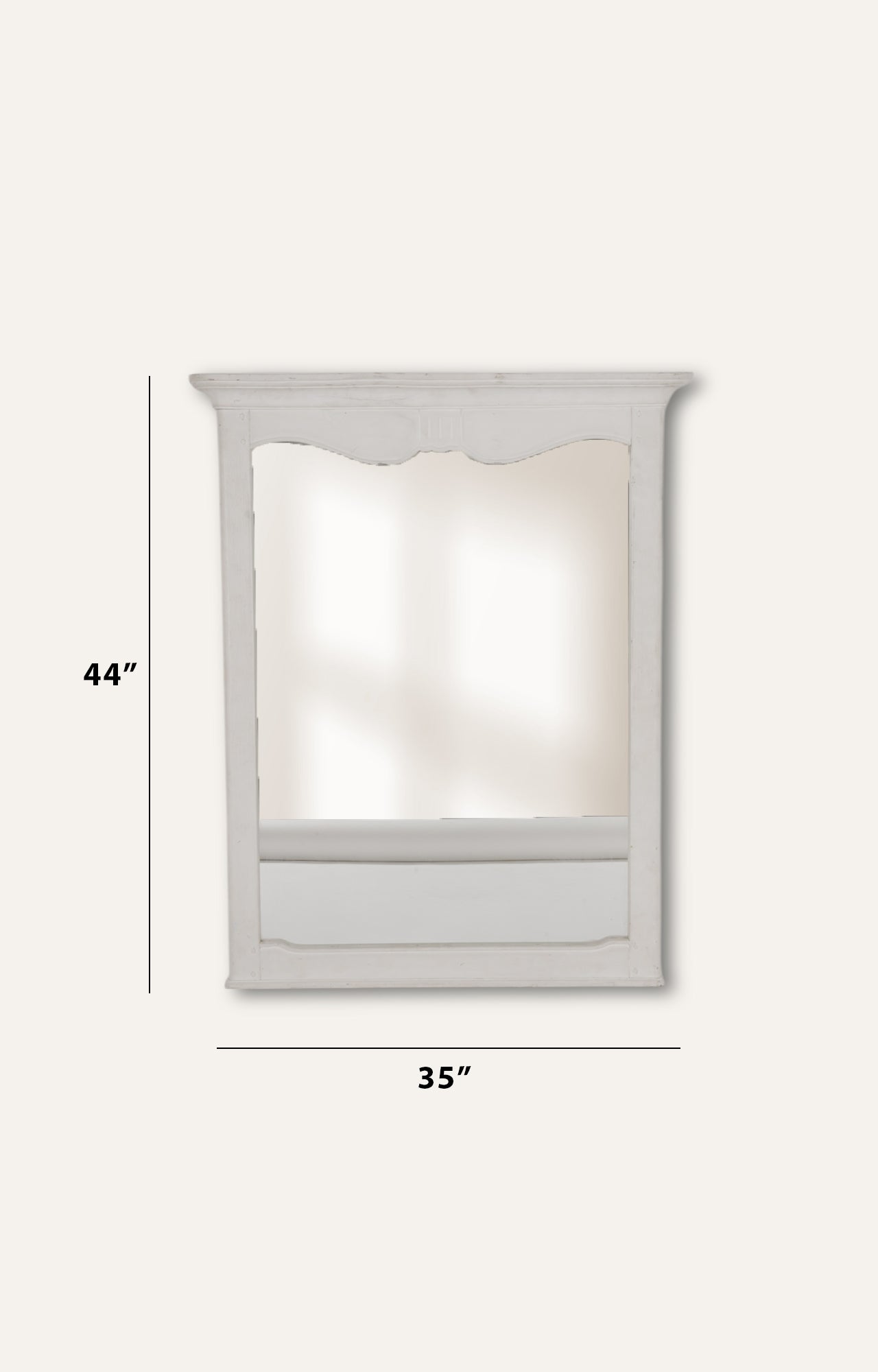 White Wood Frame Wall Mirror with Antique Finish