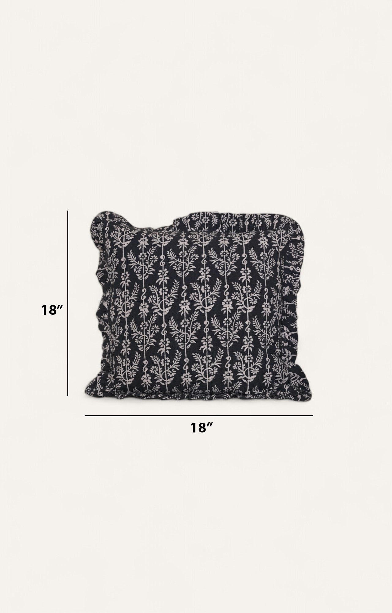 Noir Blossom Block Print Cushion Cover