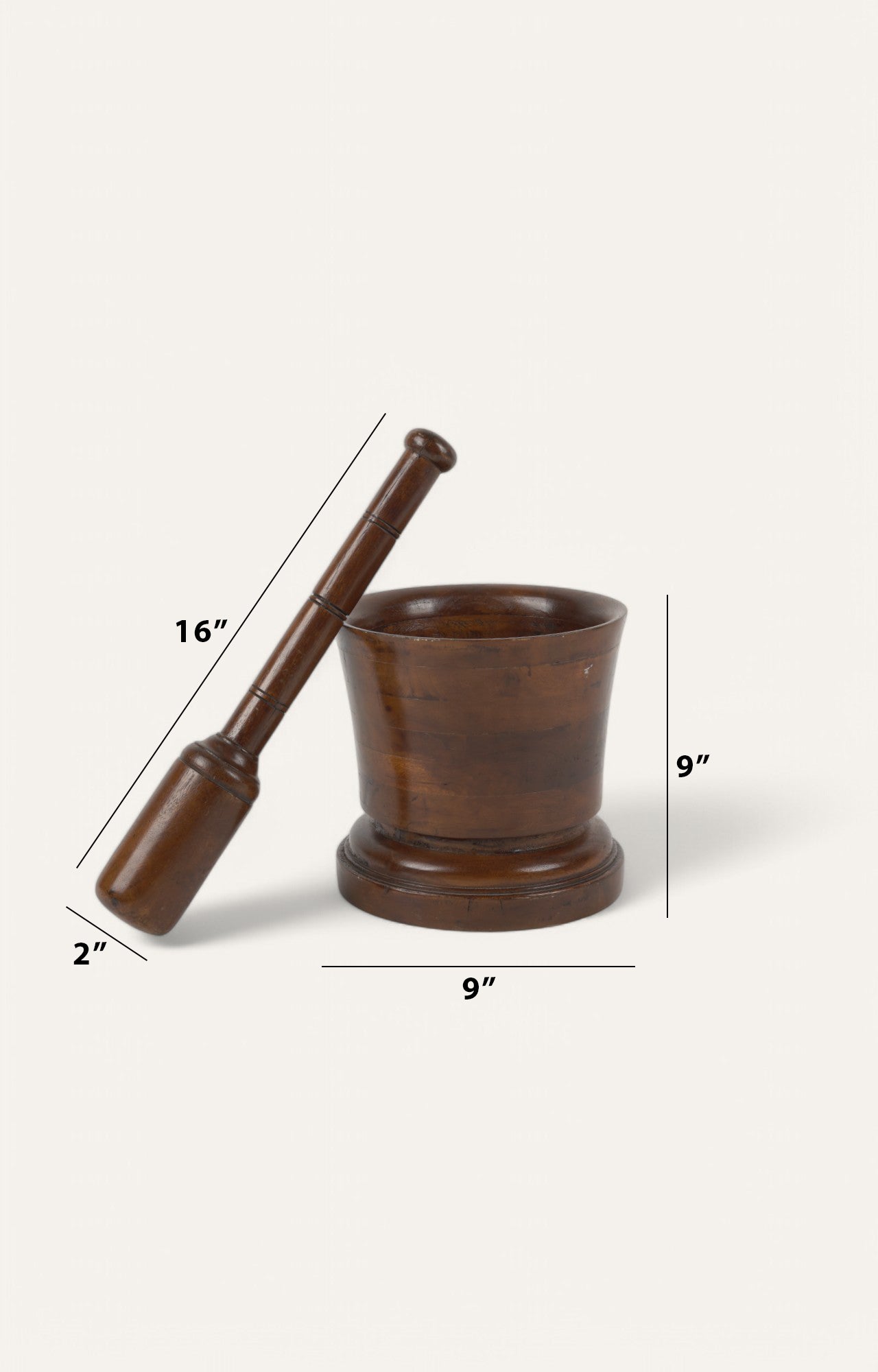 Handcrafted Antique Wood Mortar and Pestle with Natural Grain