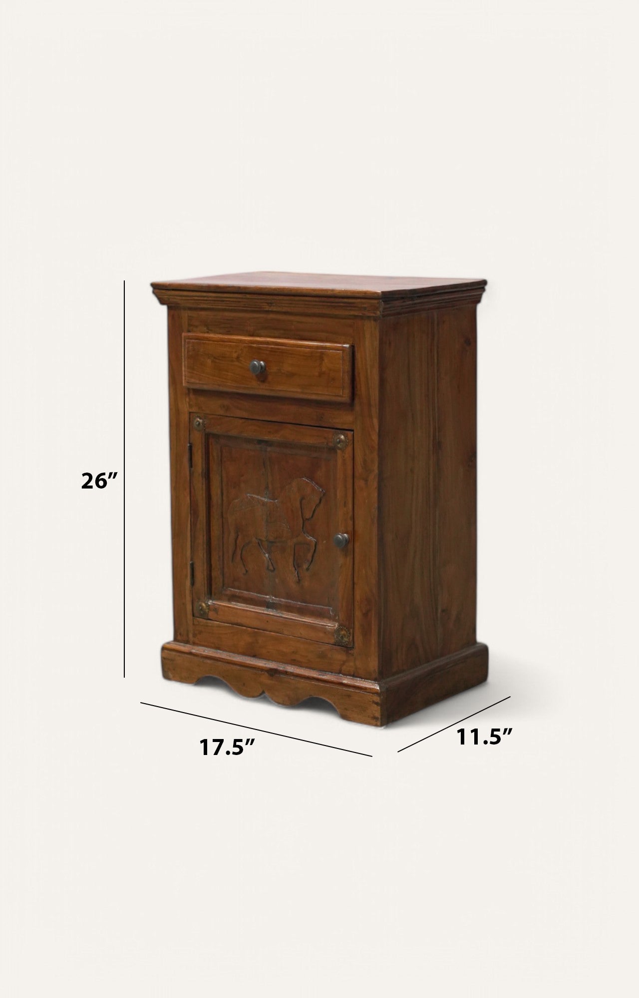 Horse Hand-Carved Wooden Cabinet