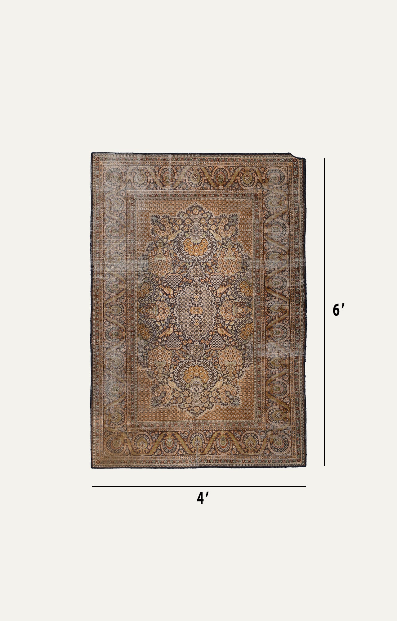 4 x 6 Ft Exclusive 100 year old Vintage Agra Handknotted Carpet