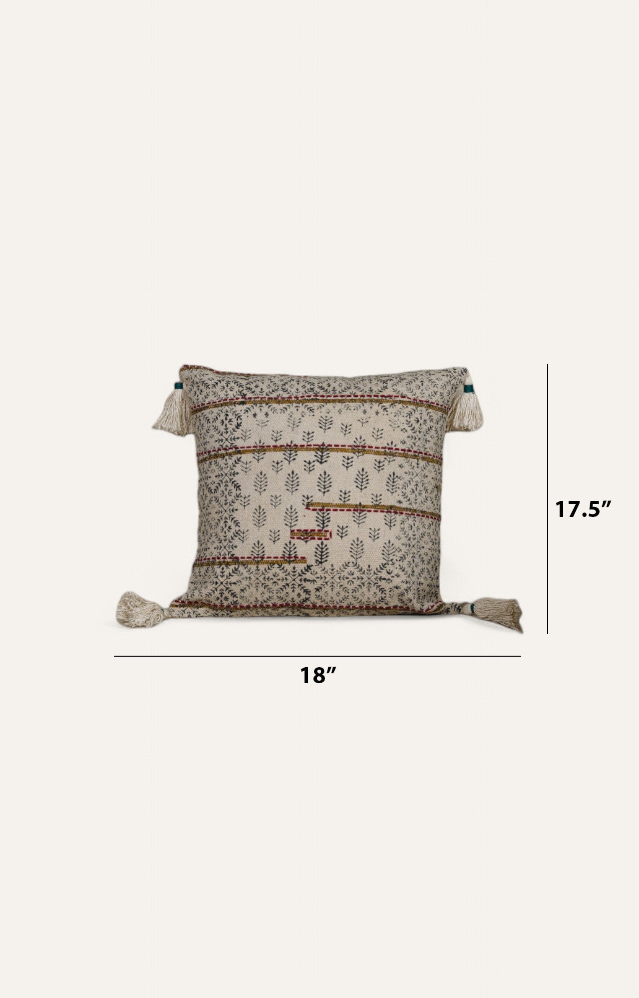 Vintage-Inspired Printed Cushion with Tassels