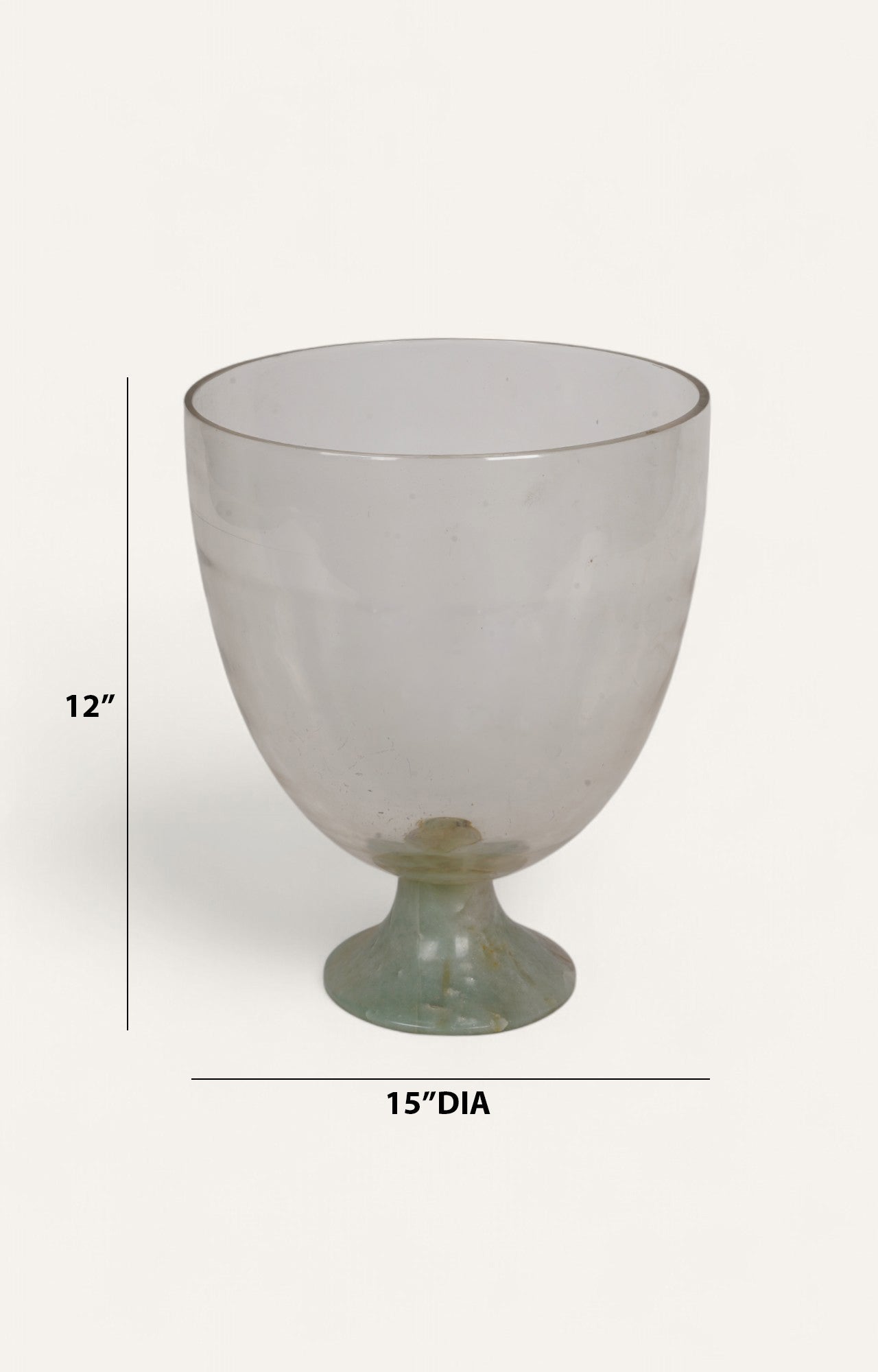 Handblown Footed Vase with Greenish Quartz Base