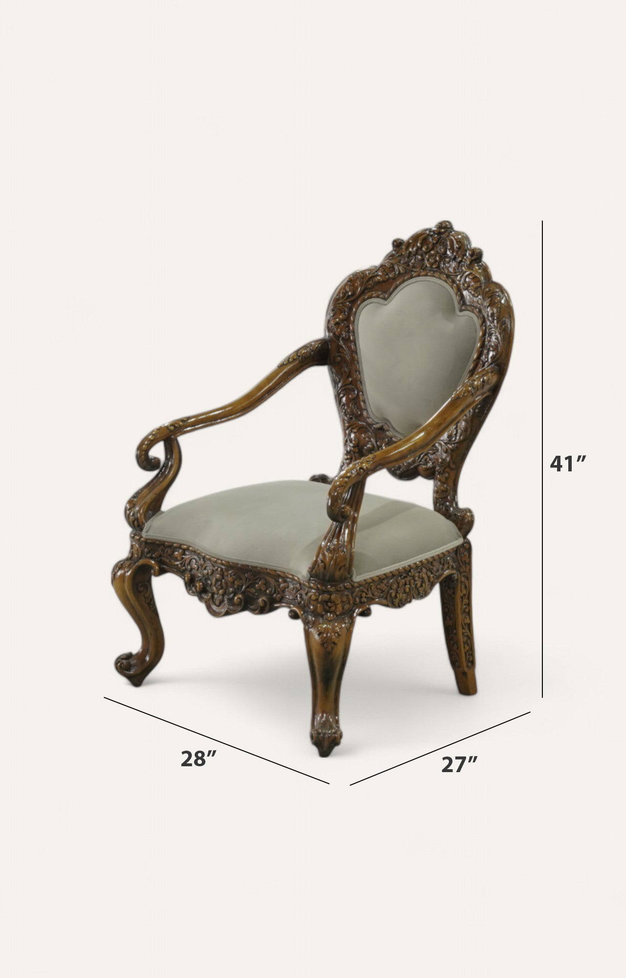 Finely Carved Indian Armchair in Teak and Linen