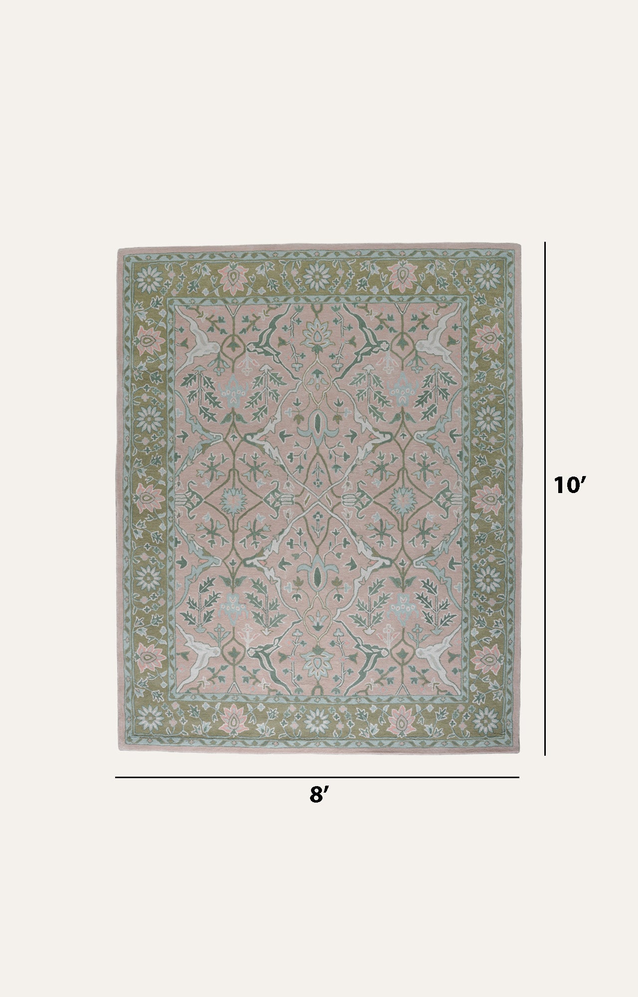 8 x 10 Ft Hand Tufted Peach Pink and Ivory Modern Colorful Oushak Carpet