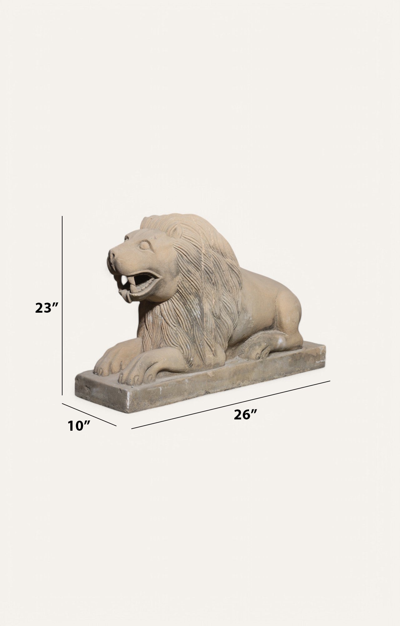 Set of 2 Lion on Pedestal Sandstone Sculpture