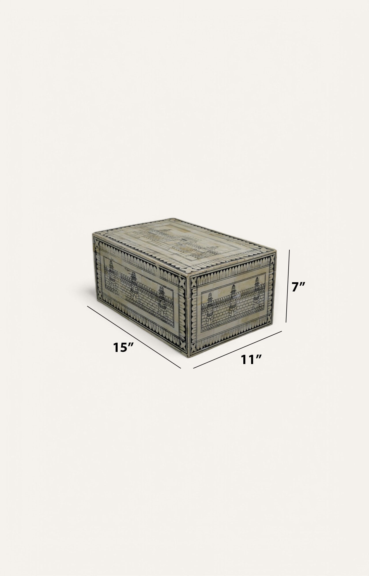 Ivory Mango Wood and Bone Antique Large Jewelry Box