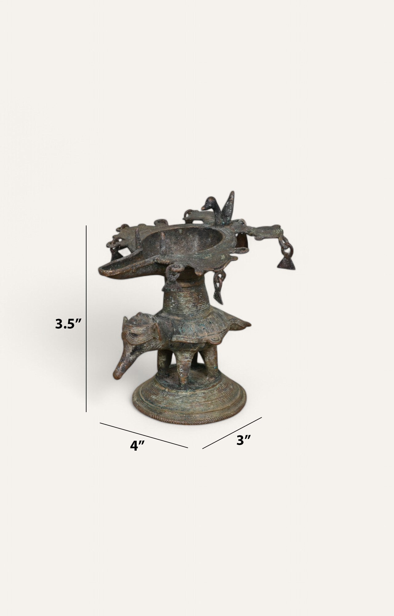 Vintage Brass Animal Oil Lamp