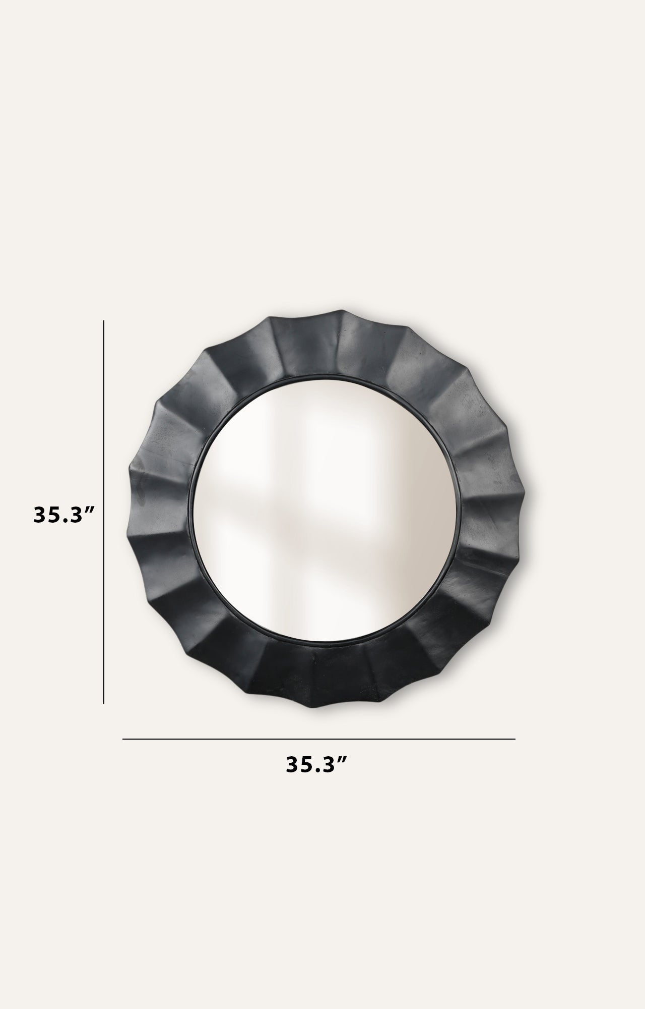 Modern Round Wall Mirror with Black Wood Frame