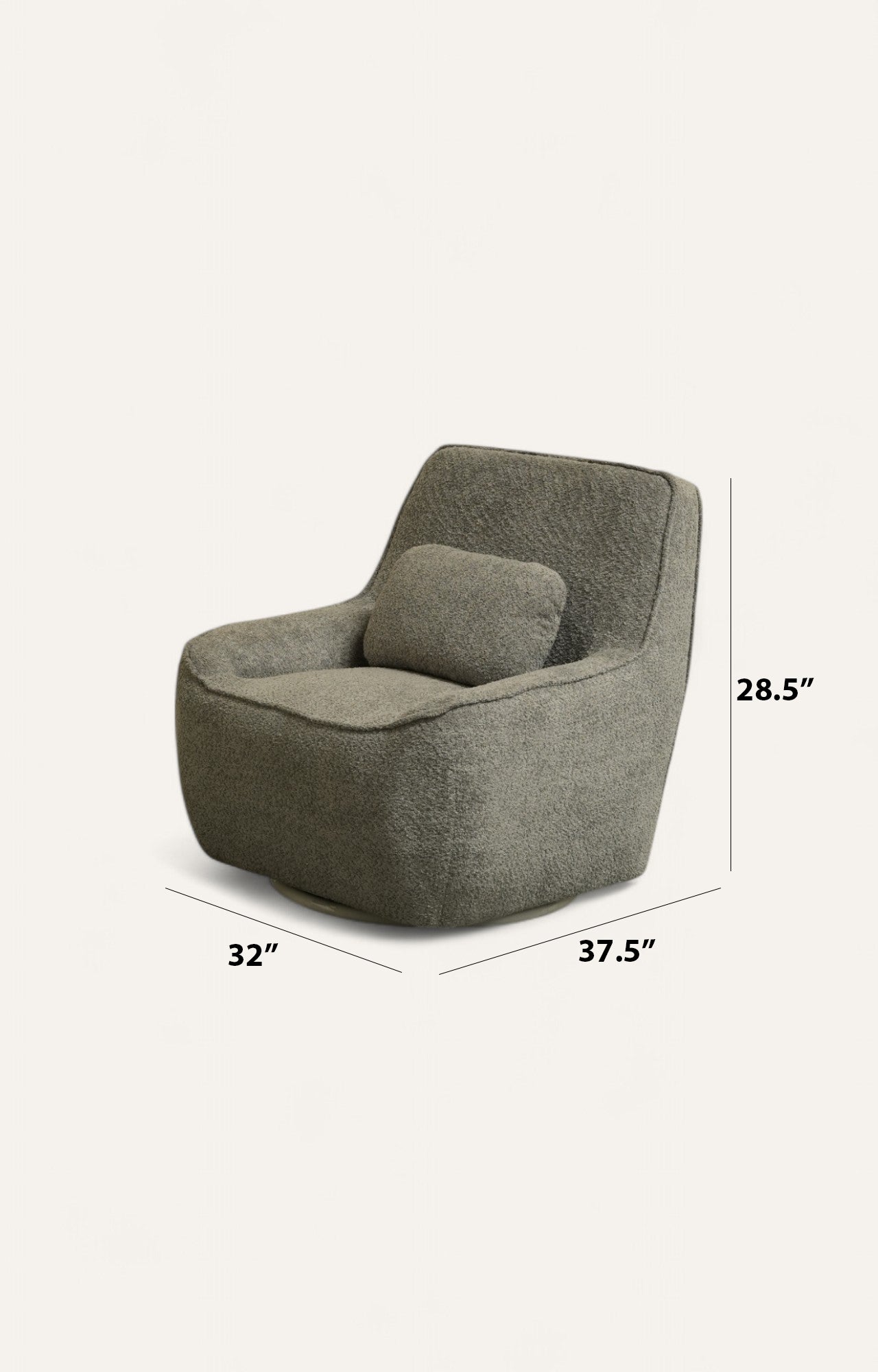 Ashen Bouclé Lounge Chair with Cushion