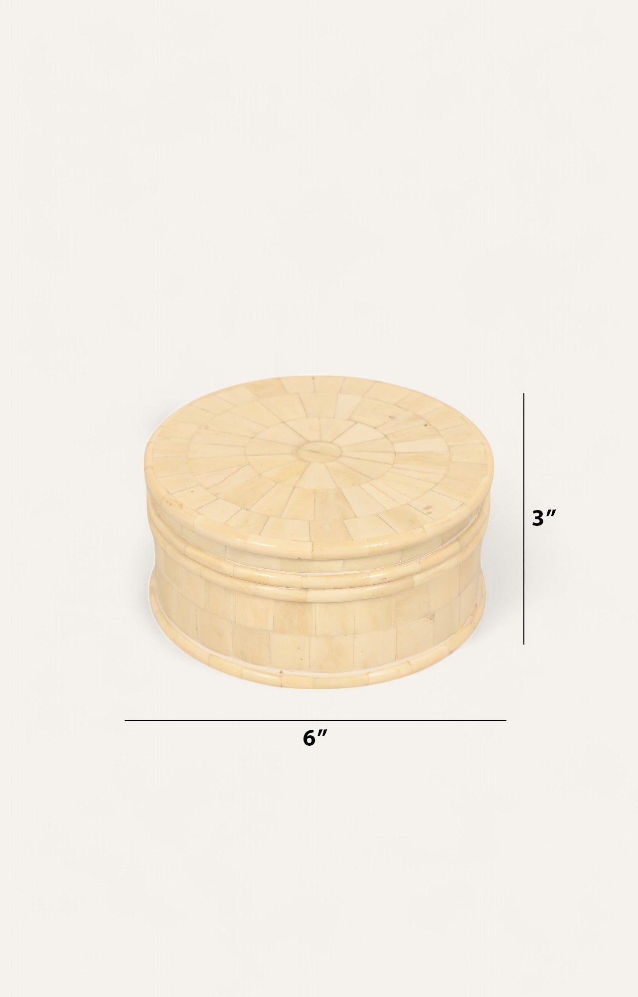 Wide Round Bone Mosaic Lidded Box