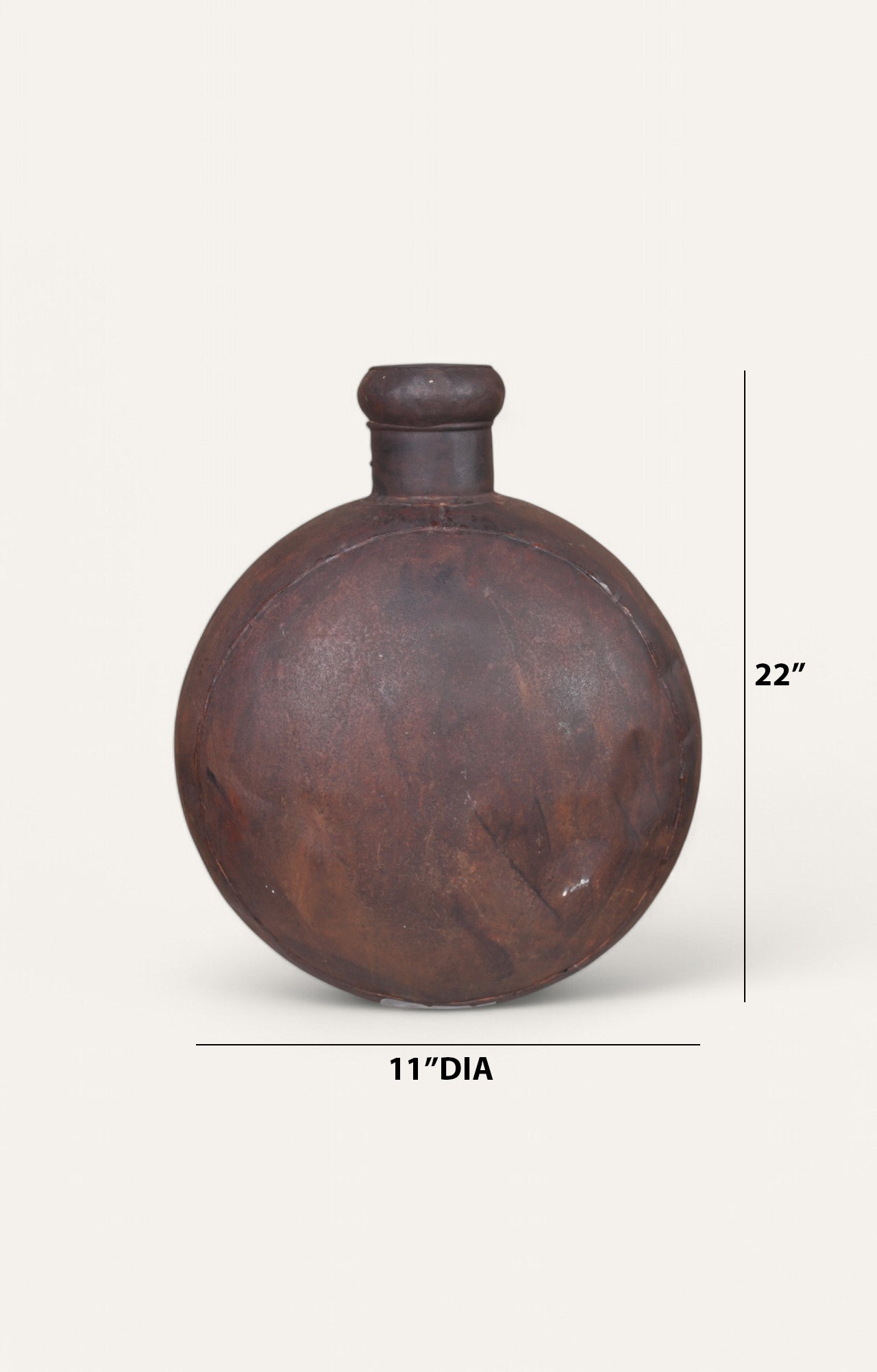 Rustic Brown Bottle-Shaped Metal Vase