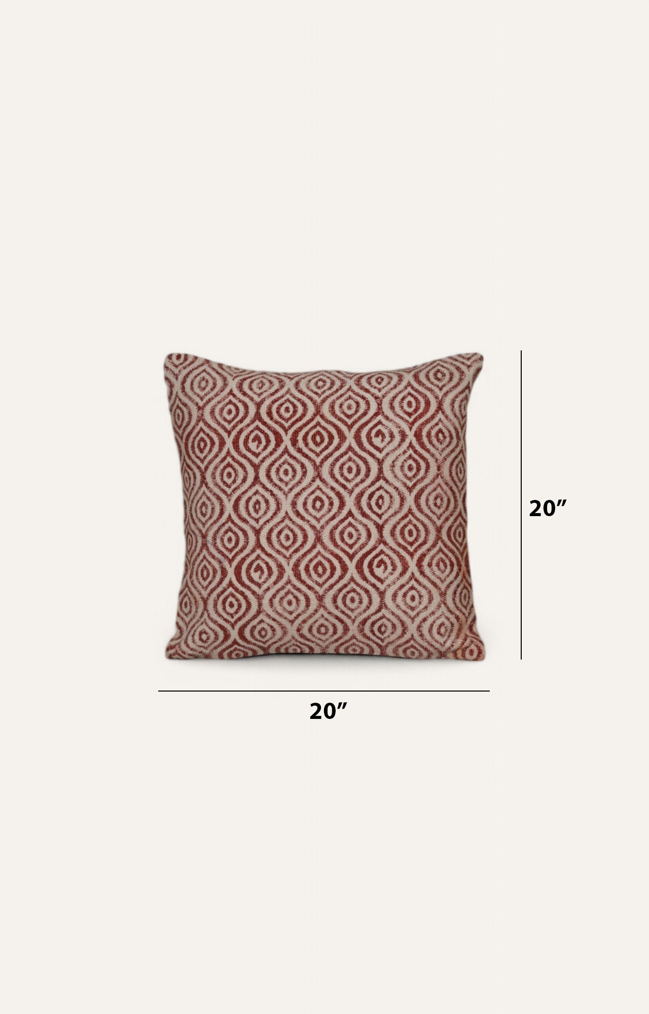 Red and Beige Geometric Patterned Square Cushion