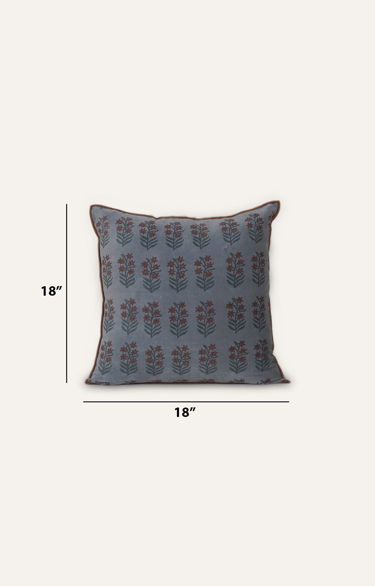 Blue Floral Velvet Cushion Cover