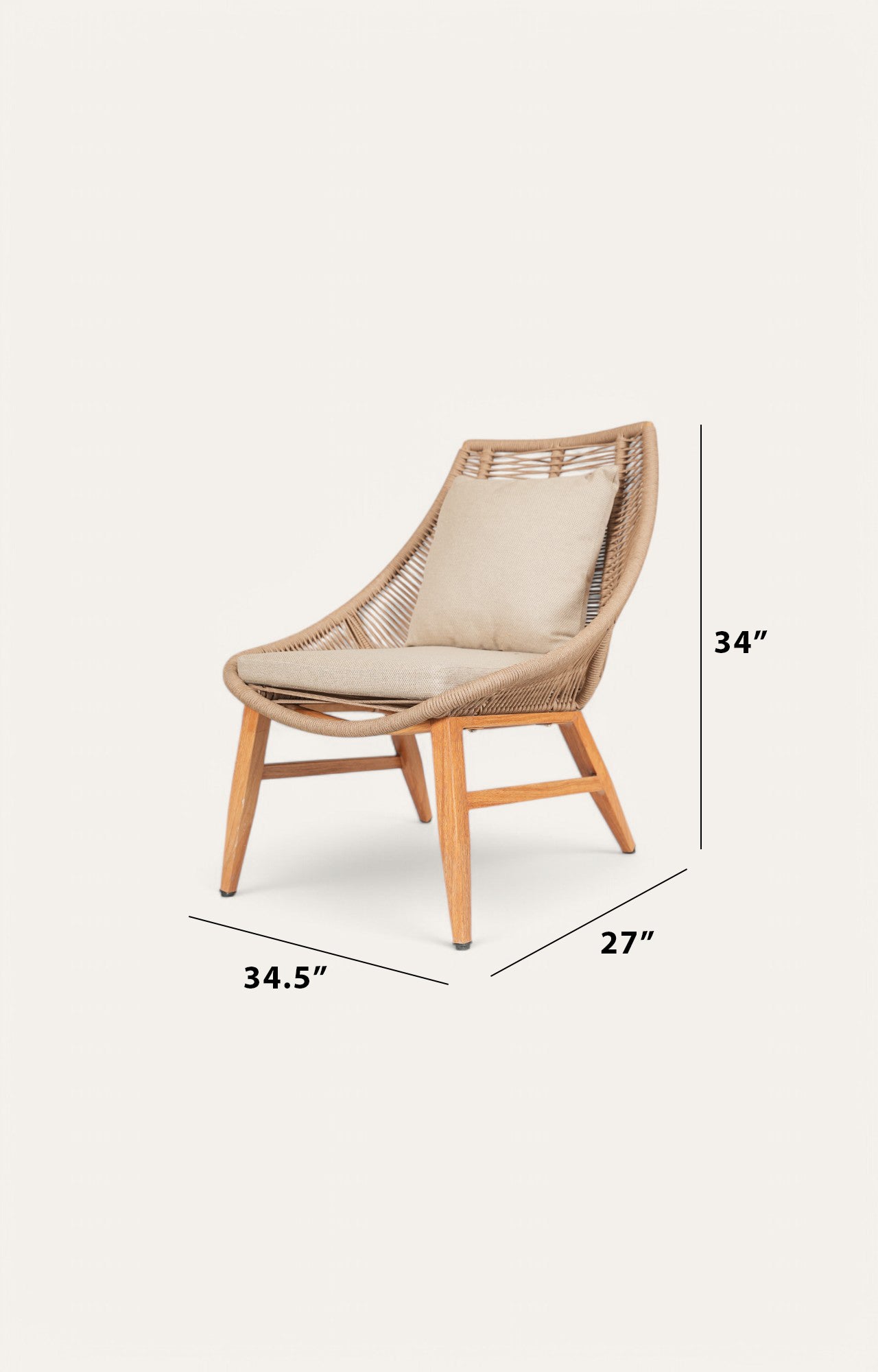 Habor Metal and Nylon Ropes Outdoor Lounge Chair
