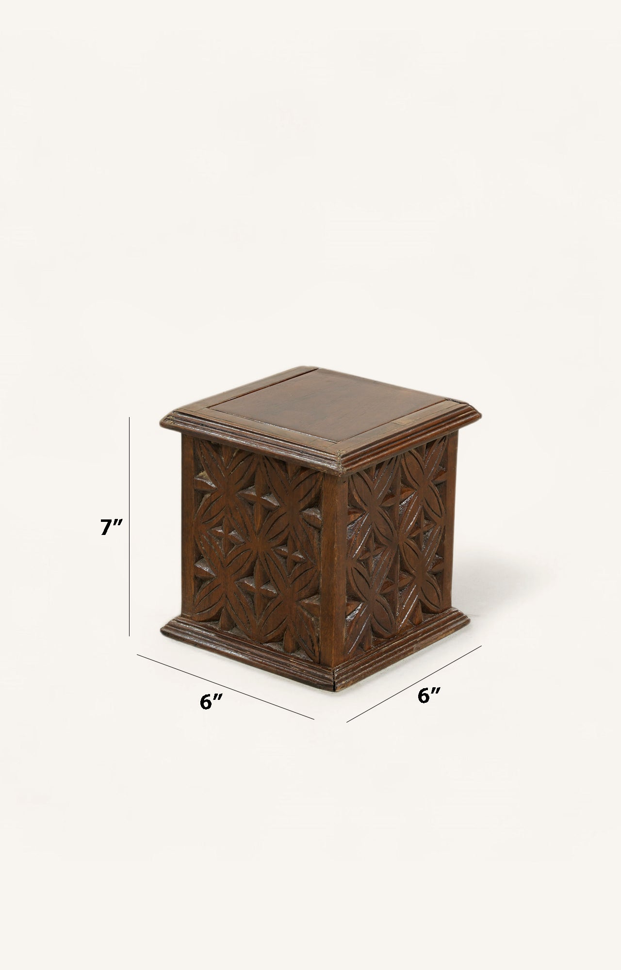 Carved Acacia Wood Lidded Box