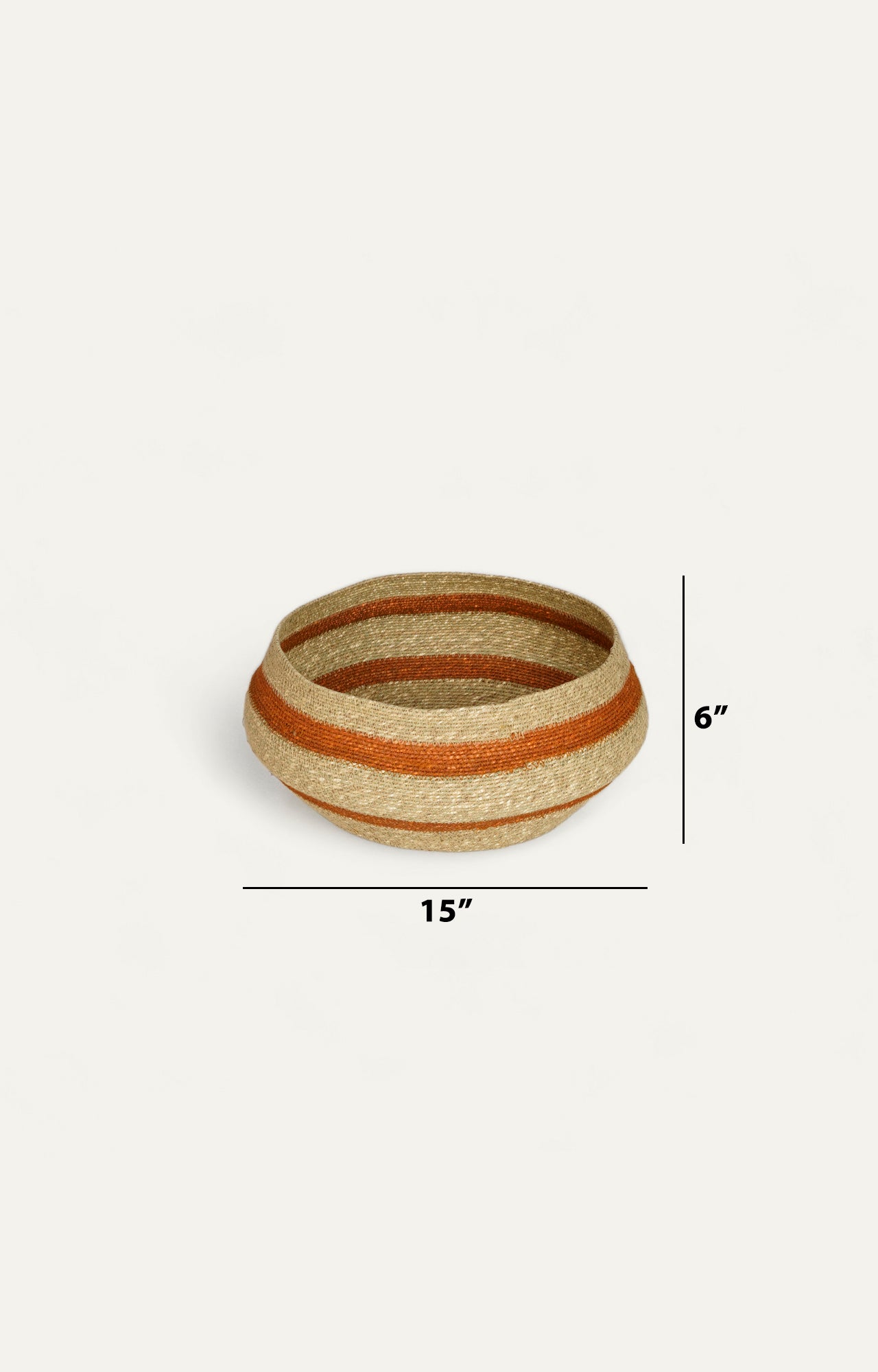 Rust-Striped Seagrass Bowl Basket