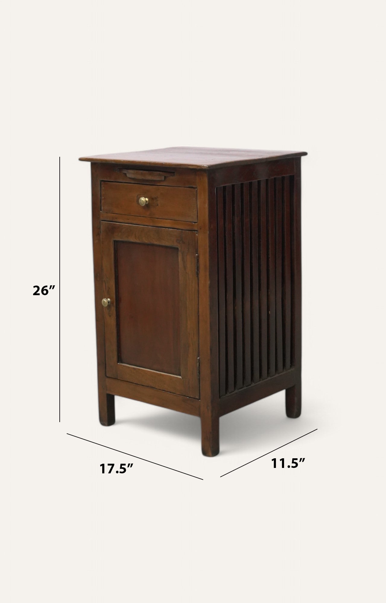 Antasia Slatted Wooden Vintage Side Cabinet