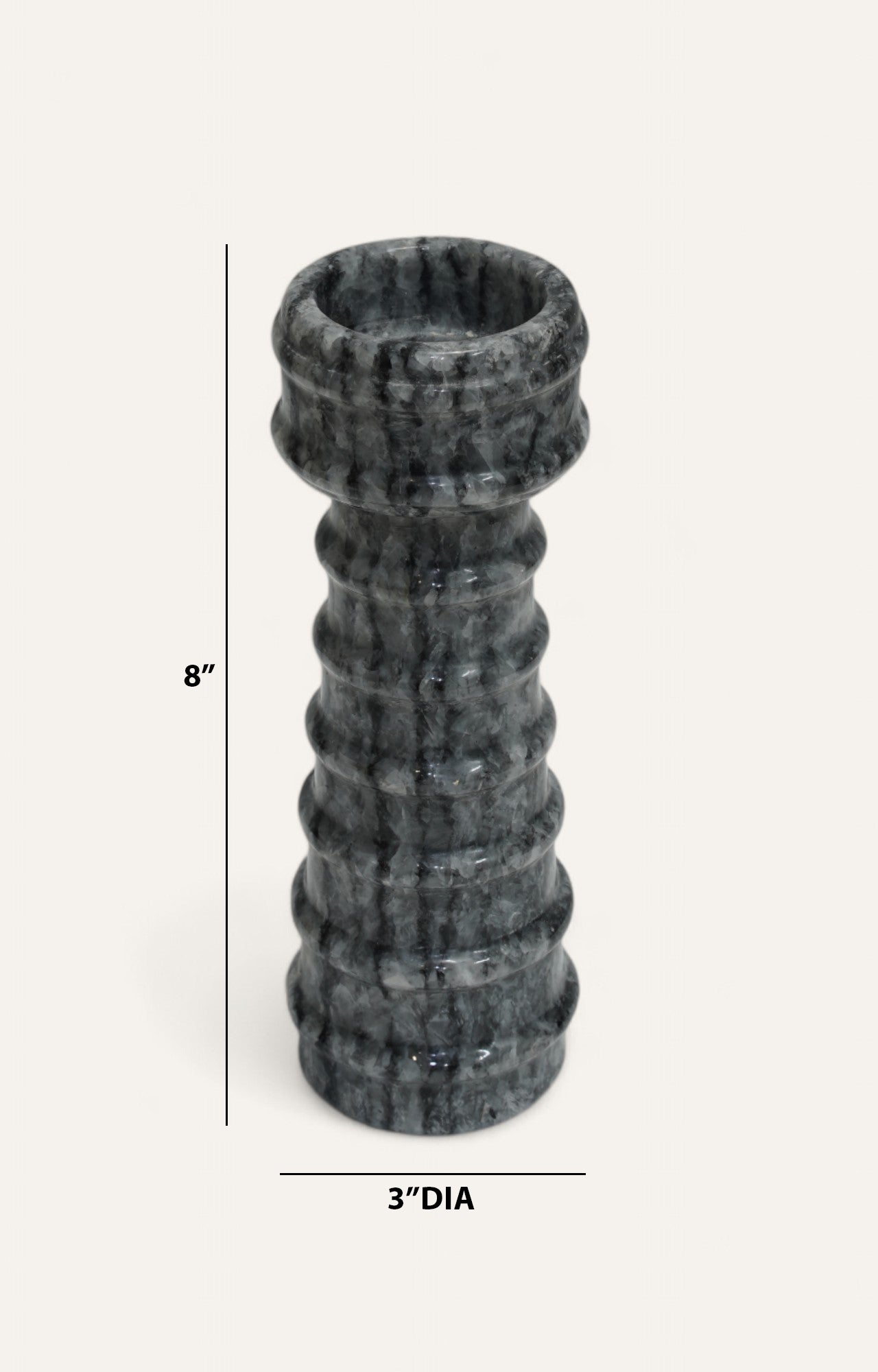 Layered Tower Striated Marble Candle Holder